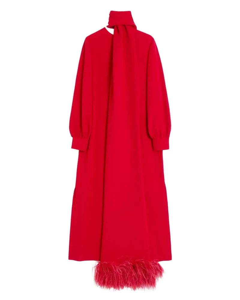 Valentino Garavani Midikleid mit Federbesatz - Rot Rot