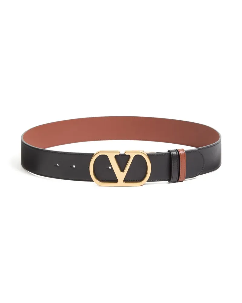 Valentino Garavani reversible Vlogo Signature belt in glossy calfskin 40mm - Schwarz Schwarz