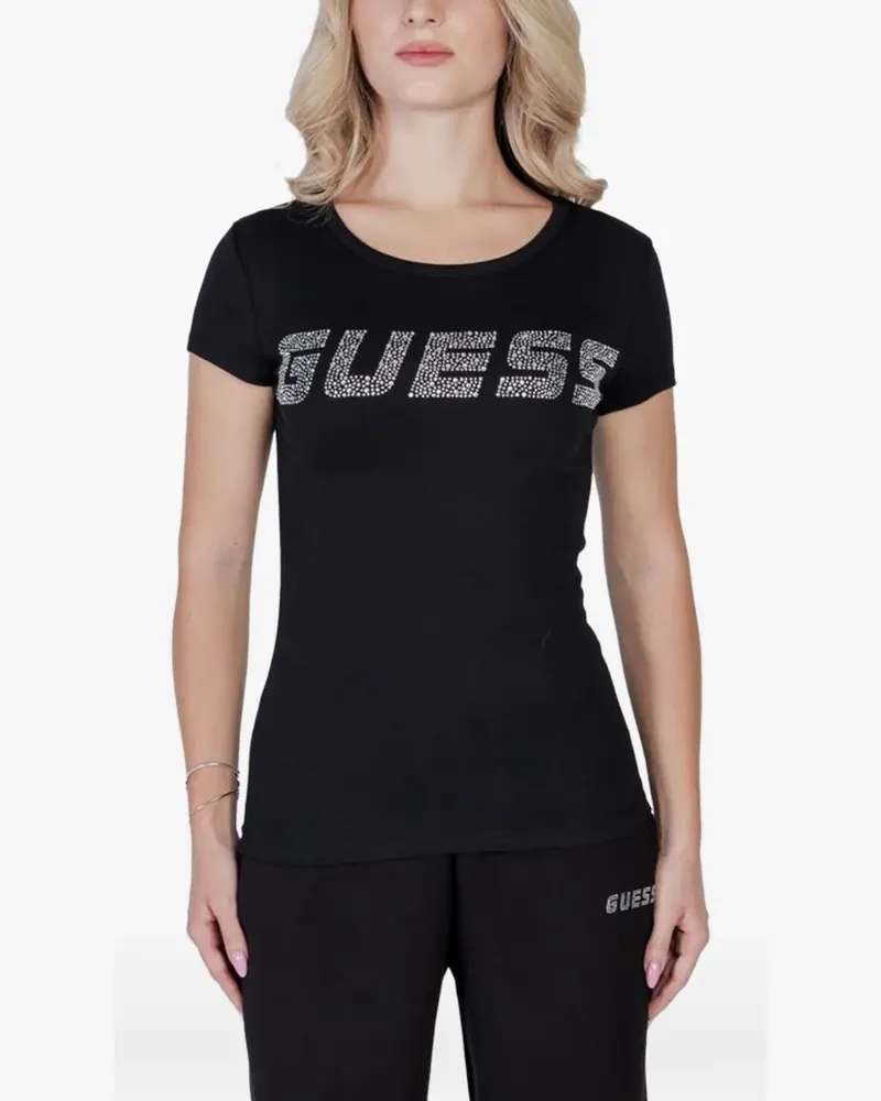 Guess rhinestone-embellished T-shirt - Schwarz Schwarz