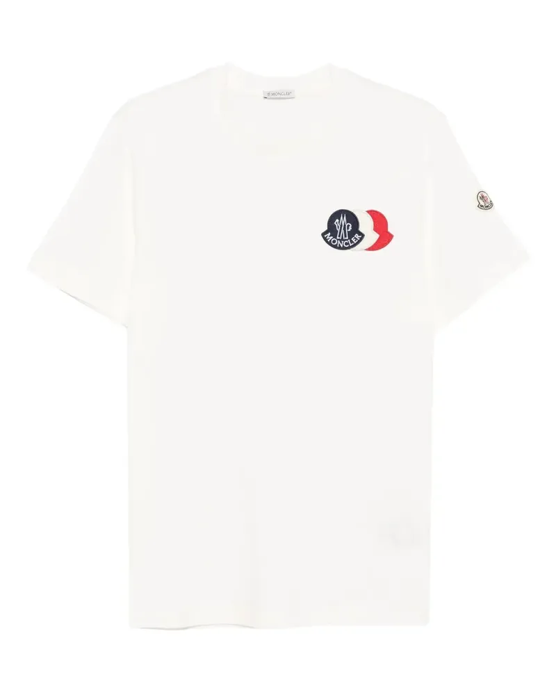 Moncler T-Shirt mit Logo-Patch - Weiß Weiß