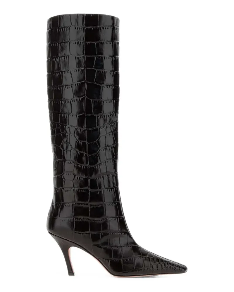 Amina Muaddi Mona 80 croc-effect boots - Schwarz Schwarz
