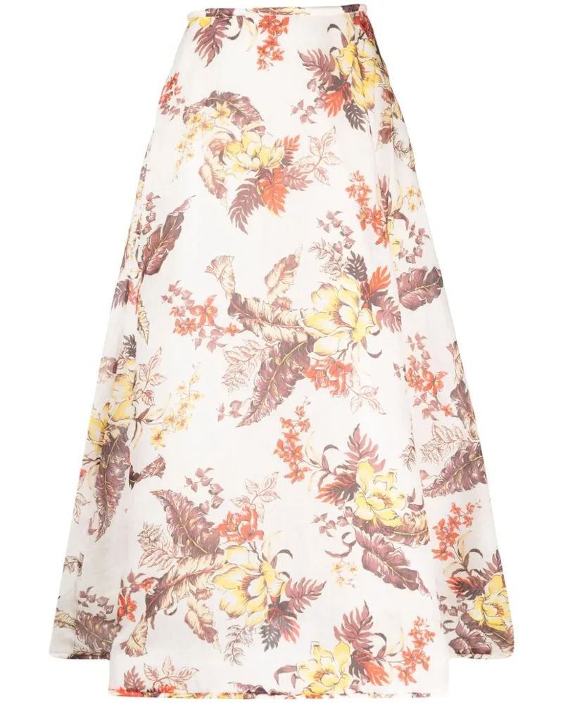 Zimmermann Matchmaker A-Linien-Rock mit Blumen-Print - Nude Nude