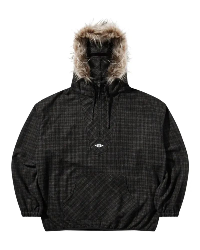 Umbro x Slam Jam check faux-fur-trim hoodie - Grau Grau