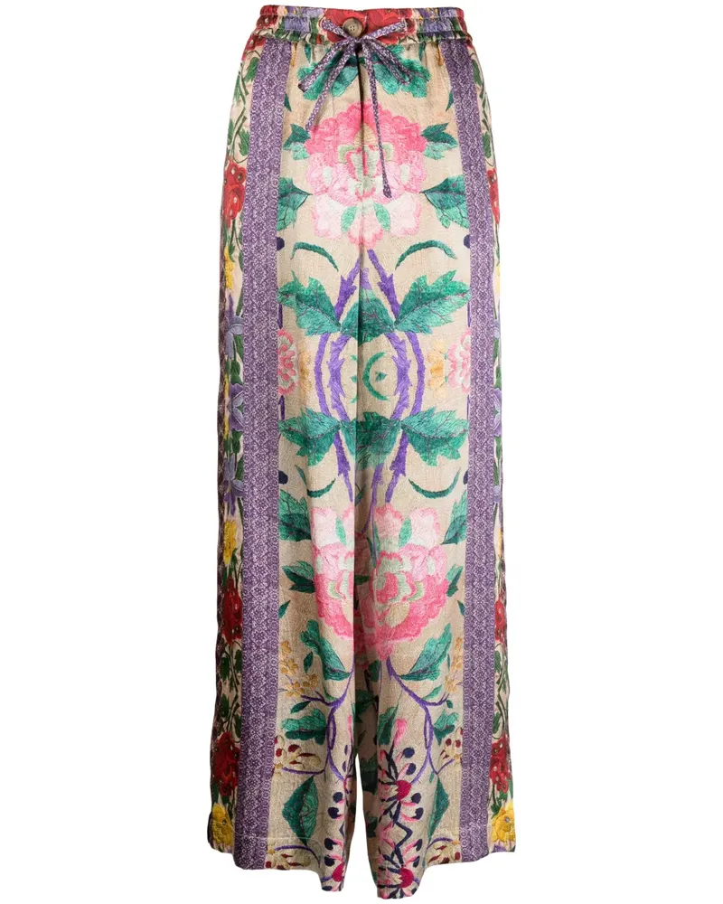 Pierre-Louis Mascia Seidenhose mit Blumen-Print - Mehrfarbig Mehrfarbig