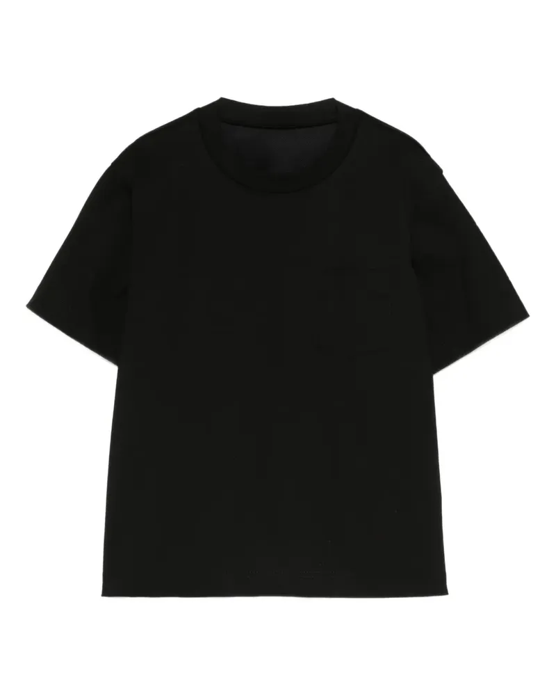 Sacai T-Shirt im Layering-Look mit Brusttasche - Schwarz Schwarz