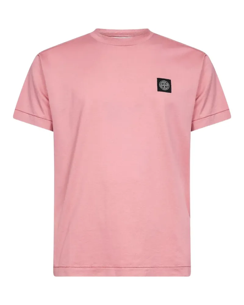 Stone Island T-Shirt mit Logo-Patch - Rosa Rosa