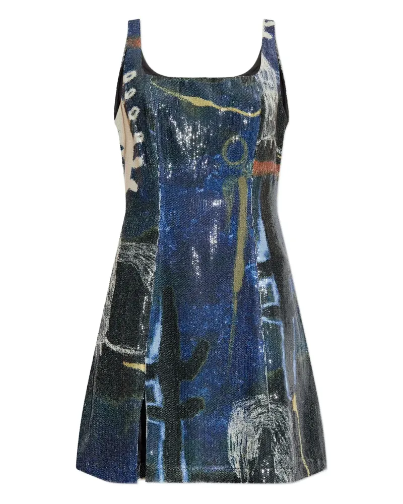 MUNTHE Pailletten-Minikleid mit abstraktem Print - Blau Blau