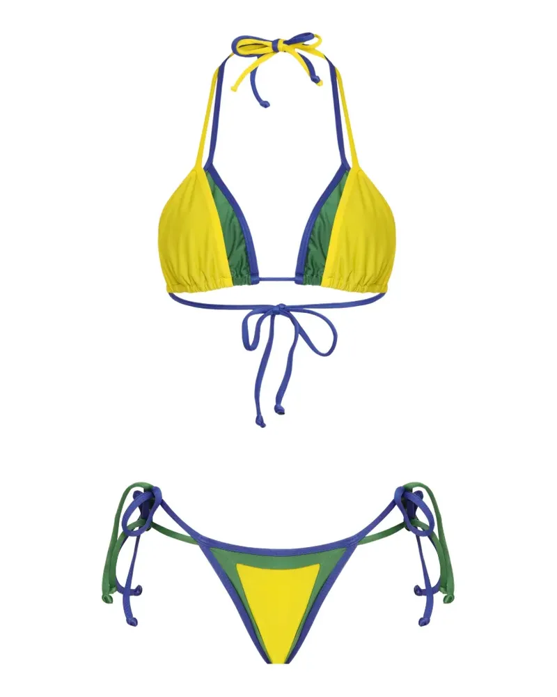 Amir Slama x Tati Barbieri Neckholder-Bikini im Layering-Look - Gelb Gelb