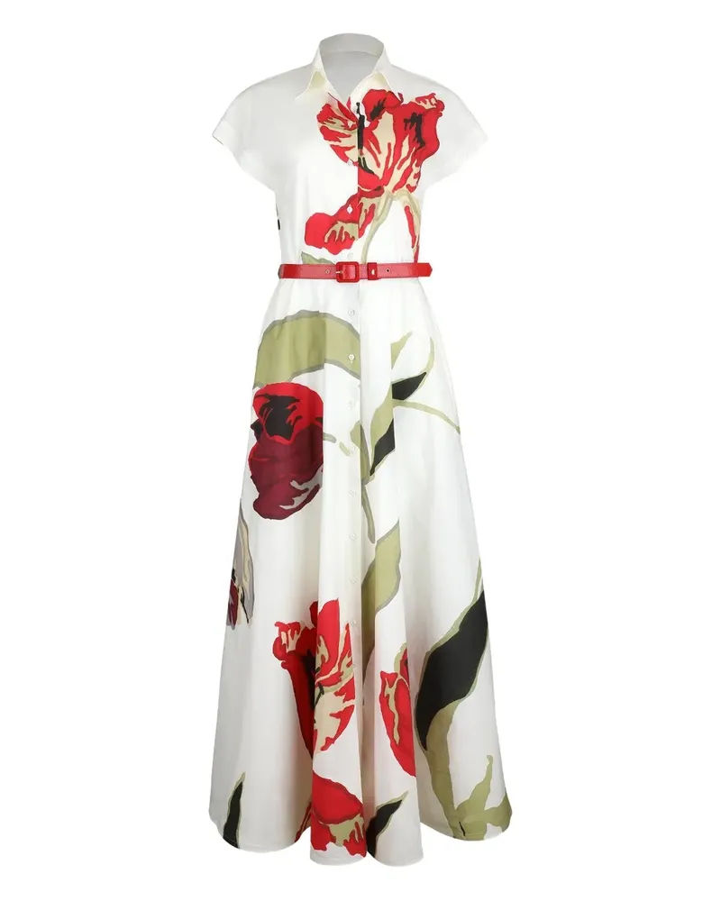 Sara Roka Elodie Maxikleid mit Blumenmuster - Weiß Weiß