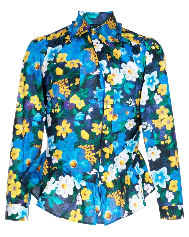 Egonlab Hemd mit Blumen-Print - Blau Blau