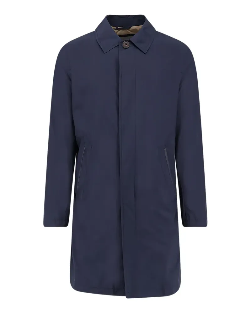 Corneliani Geknöpfter Mantel mit Lederbesatz - Blau Blau