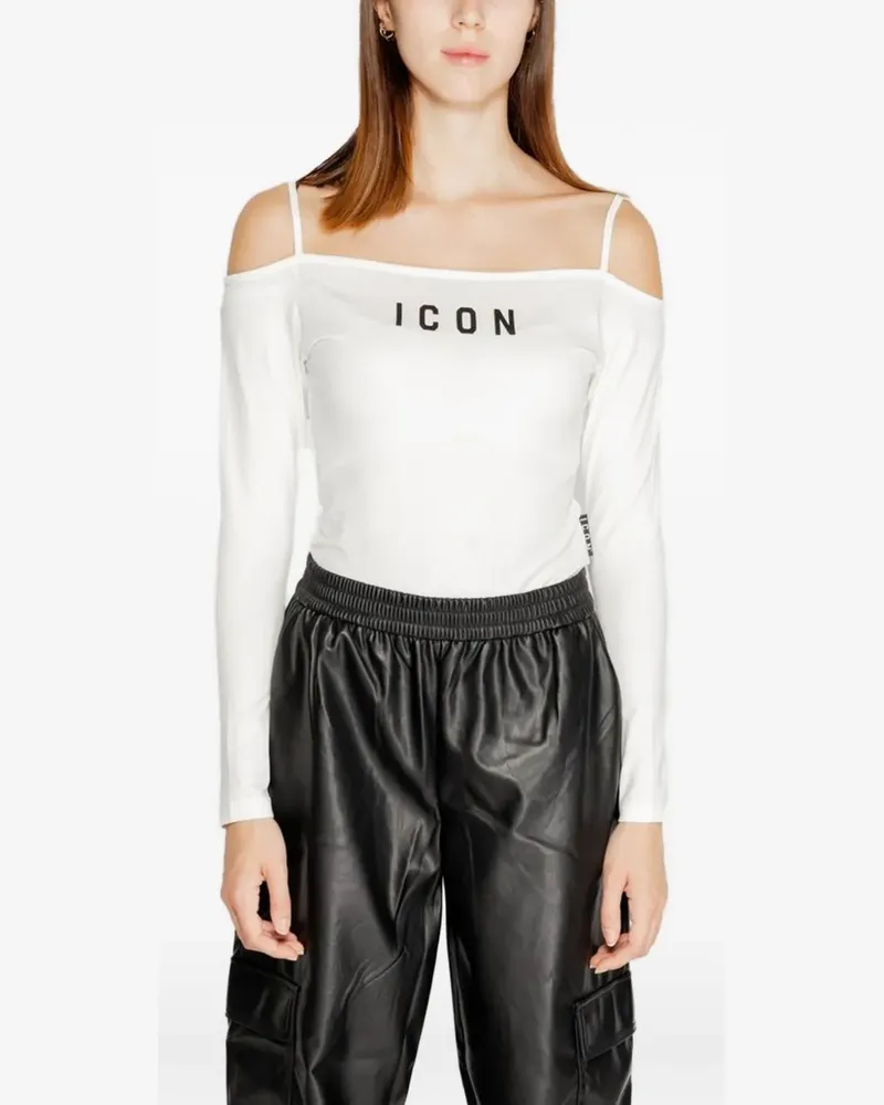 Icon Brand logo-print off-the-shoulder top - Weiß Weiß