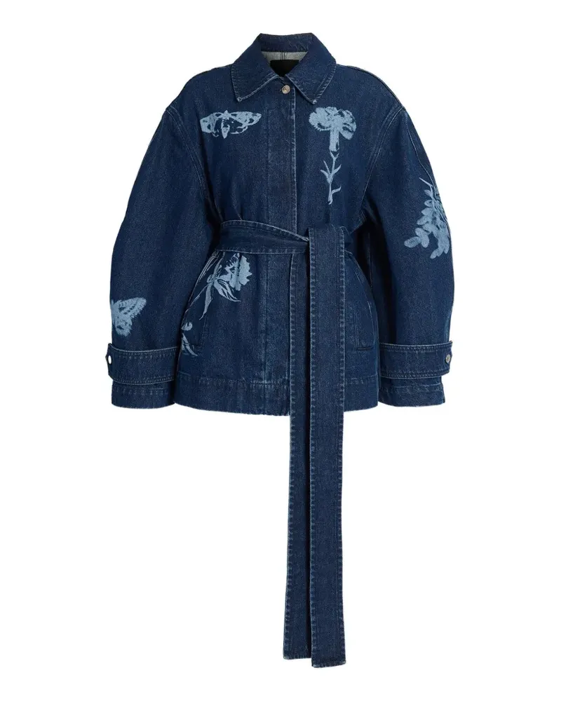 Erdem belted floral-print denim jacket - Blau Blau