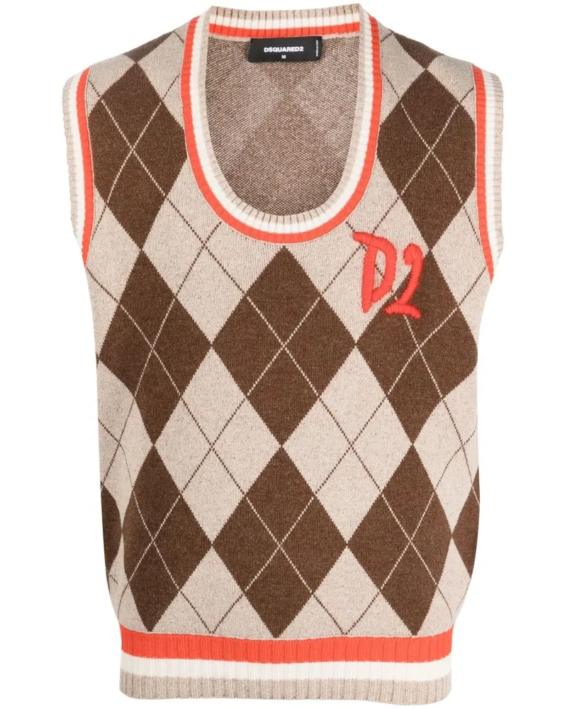 Dsquared2 Pullunder mit Argyle-Muster - Braun Braun