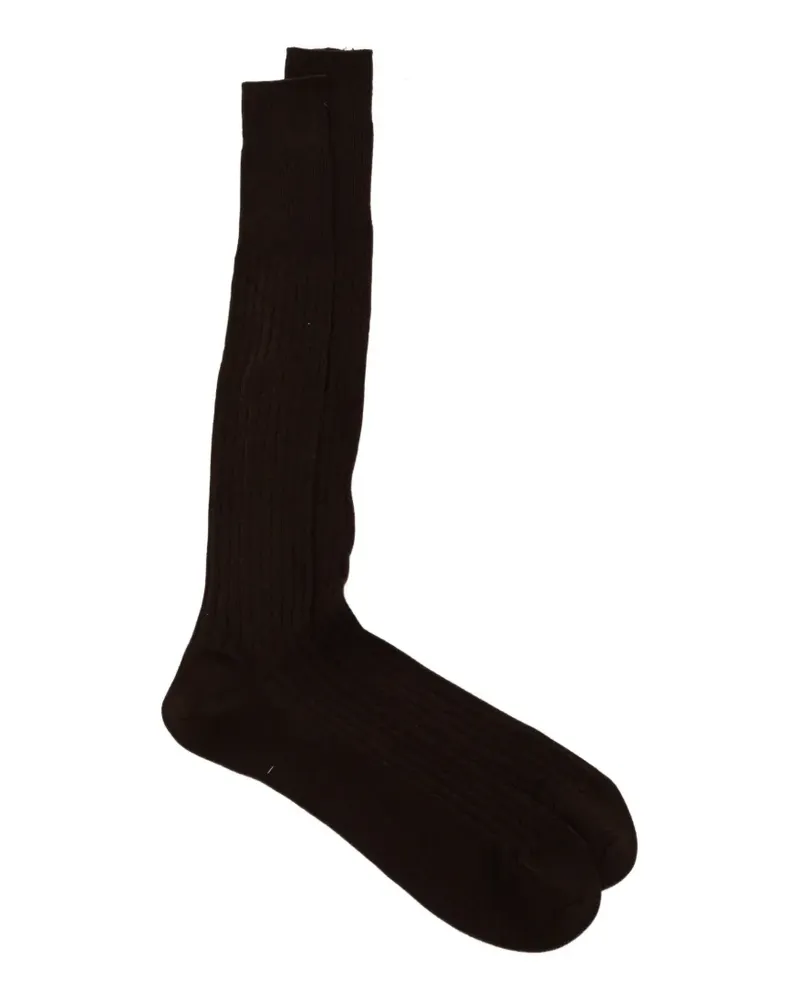 Ermenegildo Zegna logo-print knee socks - Braun Braun