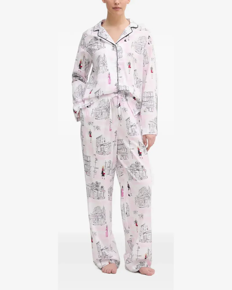 DKNY illustration-print piped-trim pajama set - Weiß Weiß