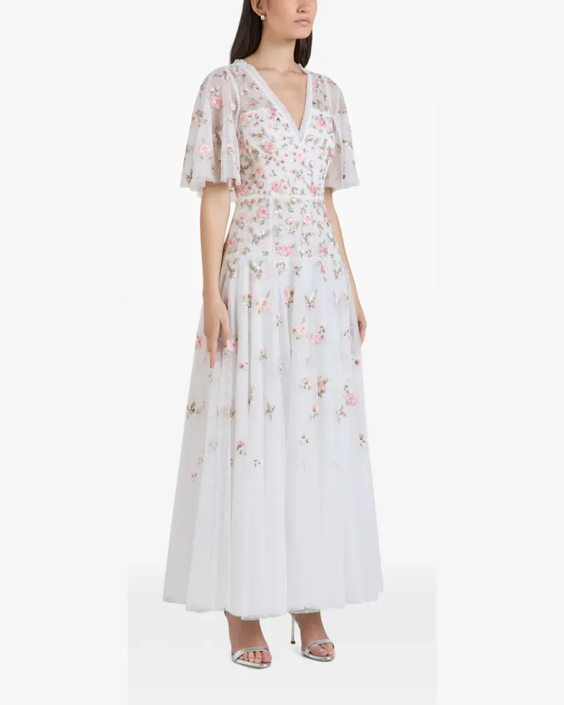 Needle & Thread Mayflower Ditsy Maxikleid mit Blumenstickerei - Weiß Weiß