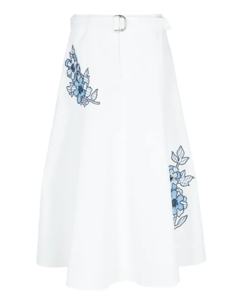 Cinq à Sept Samara floral-embroidered mid skirt - Weiß Weiß