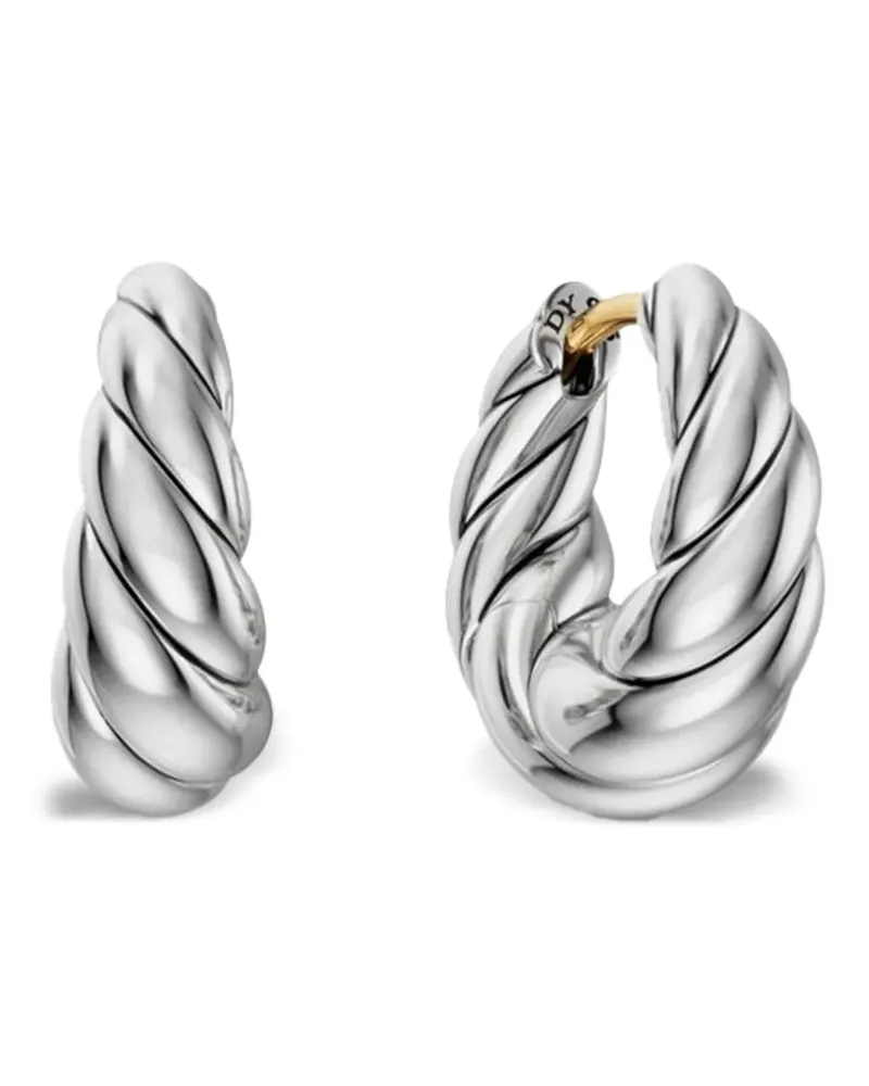 David Yurman Sculpted Cable tapered hoop earrings - Silber Silber