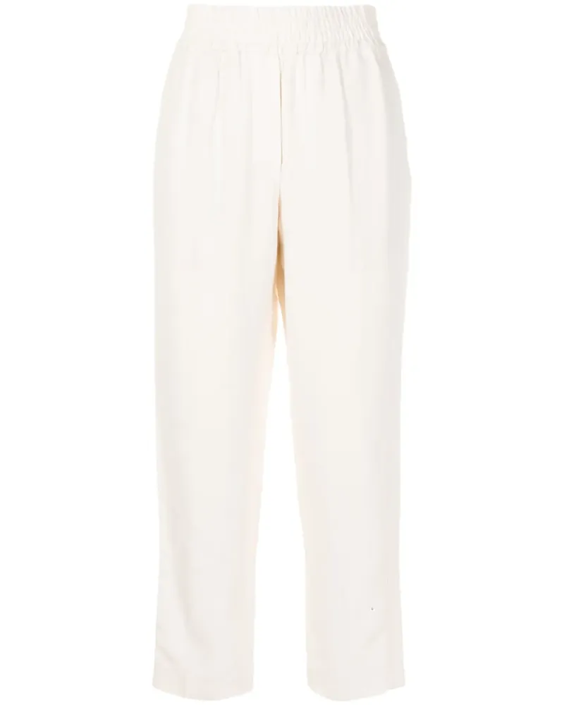 Brunello Cucinelli Leinenhose mit hohem Bund - Weiß Weiß