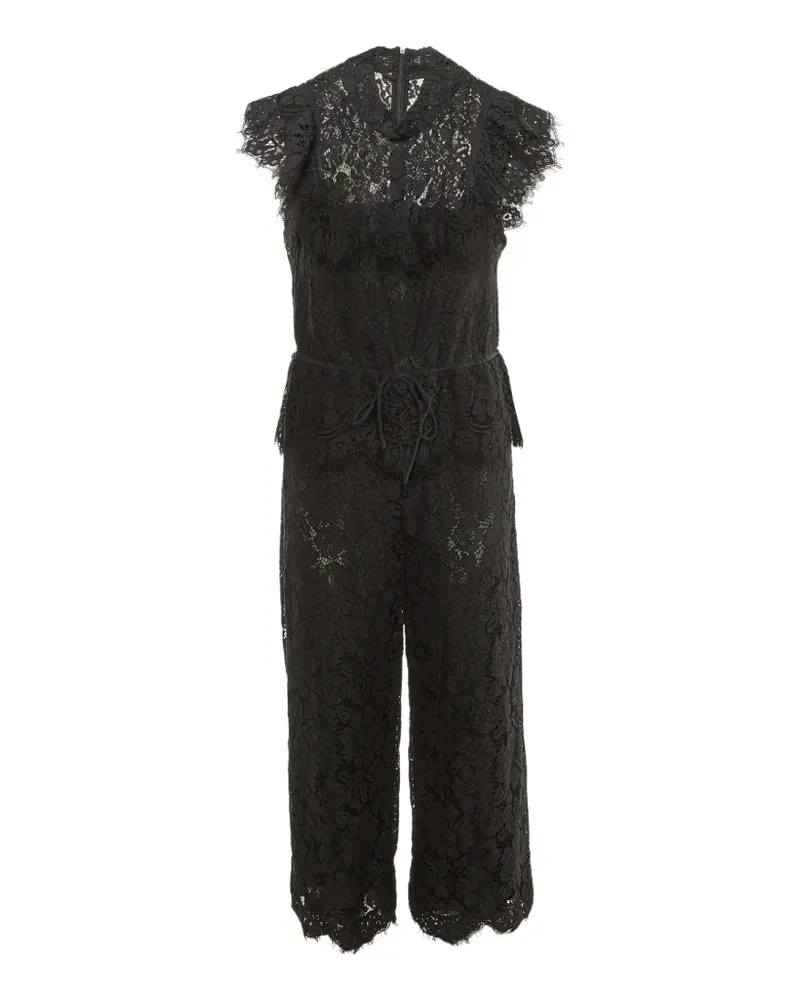 Ganni Jumpsuit aus Spitze mit Rüschenbesatz - Schwarz Schwarz