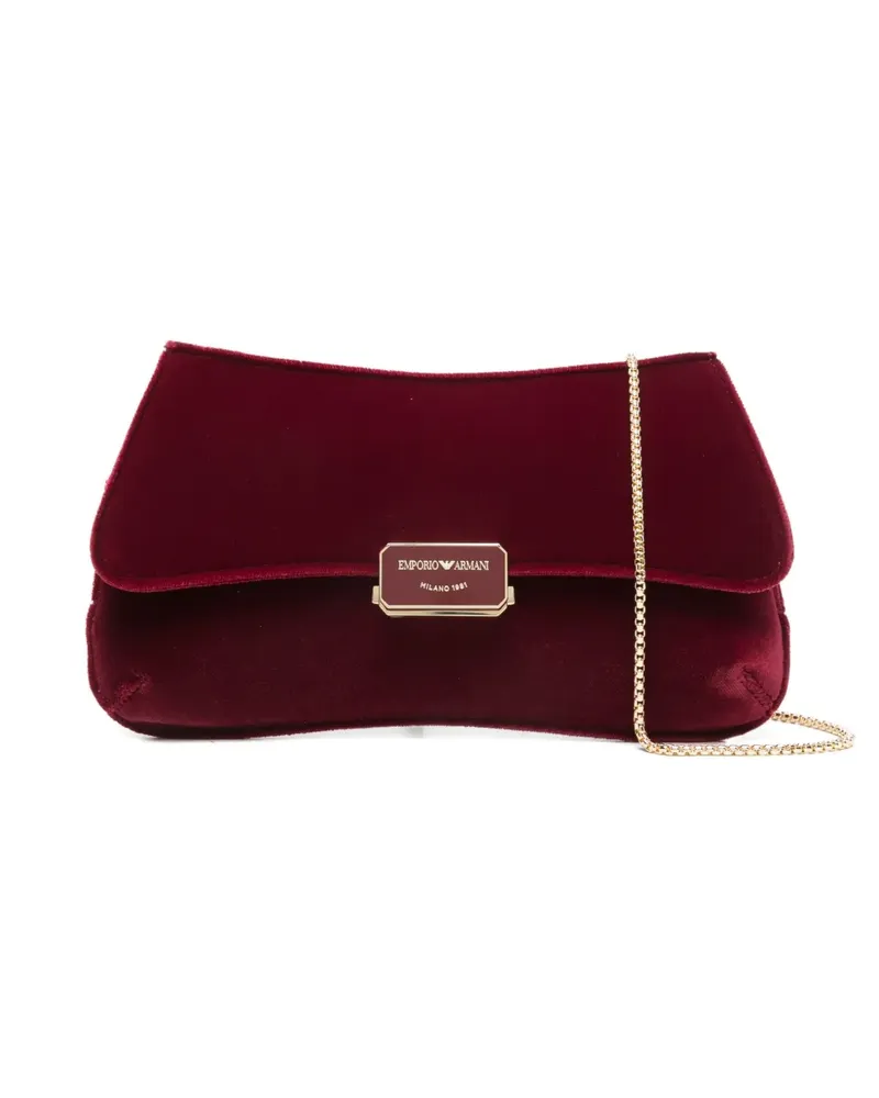 Emporio Armani Clutch mit Logo-Schild - Rot Rot