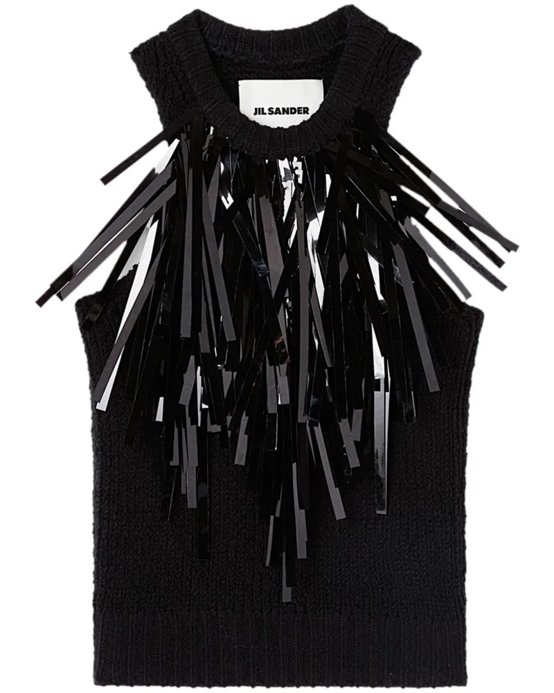 Jil Sander Strickoberteil mit Fransen - Schwarz Schwarz