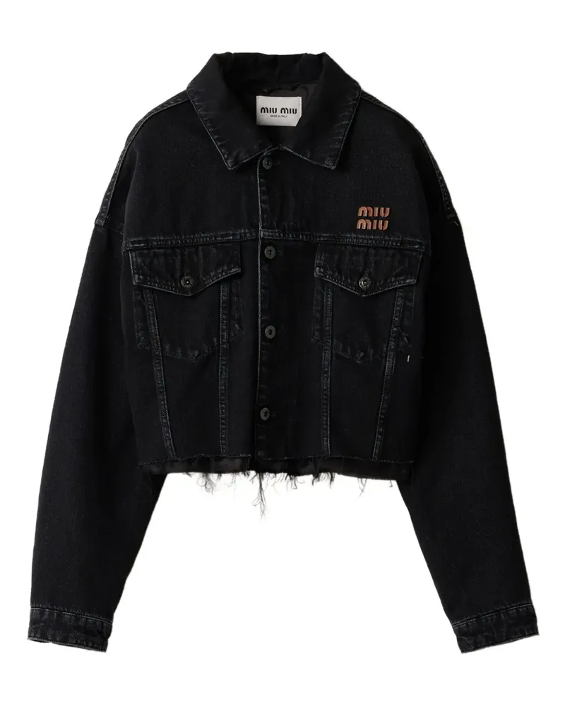 Miu Miu Jeansjacke mit Logo-Patch - Schwarz Schwarz