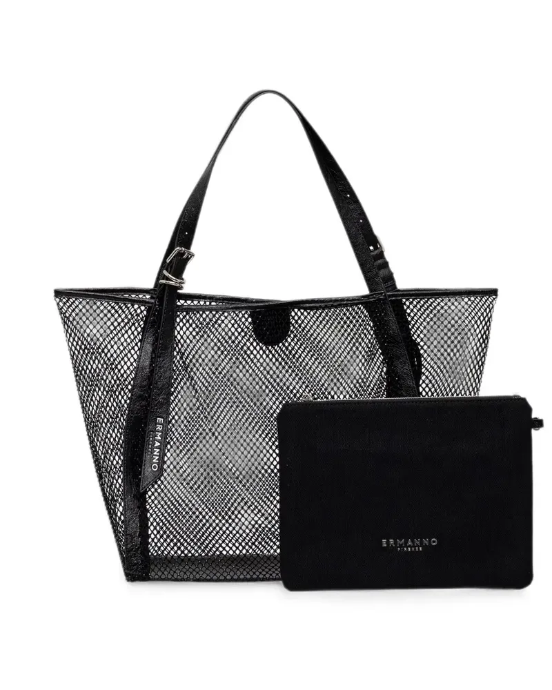 Ermanno Scervino mesh logo-tag tote bag - Schwarz Schwarz