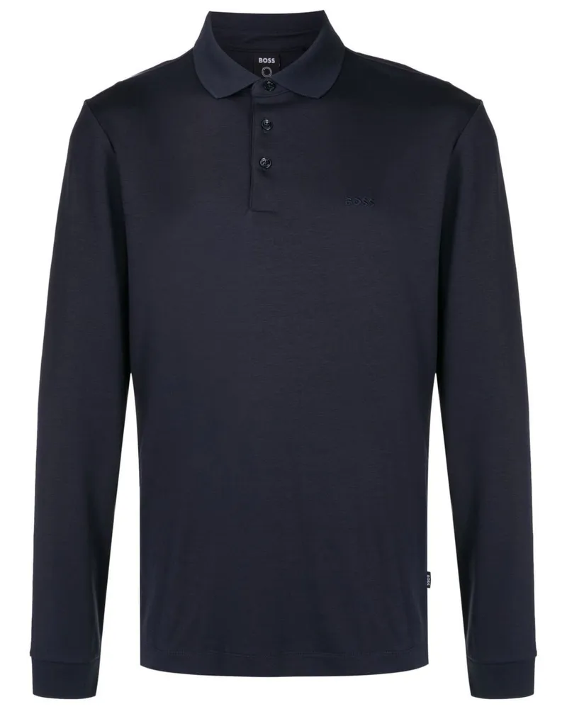 HUGO BOSS Langärmeliges Poloshirt - Blau Blau