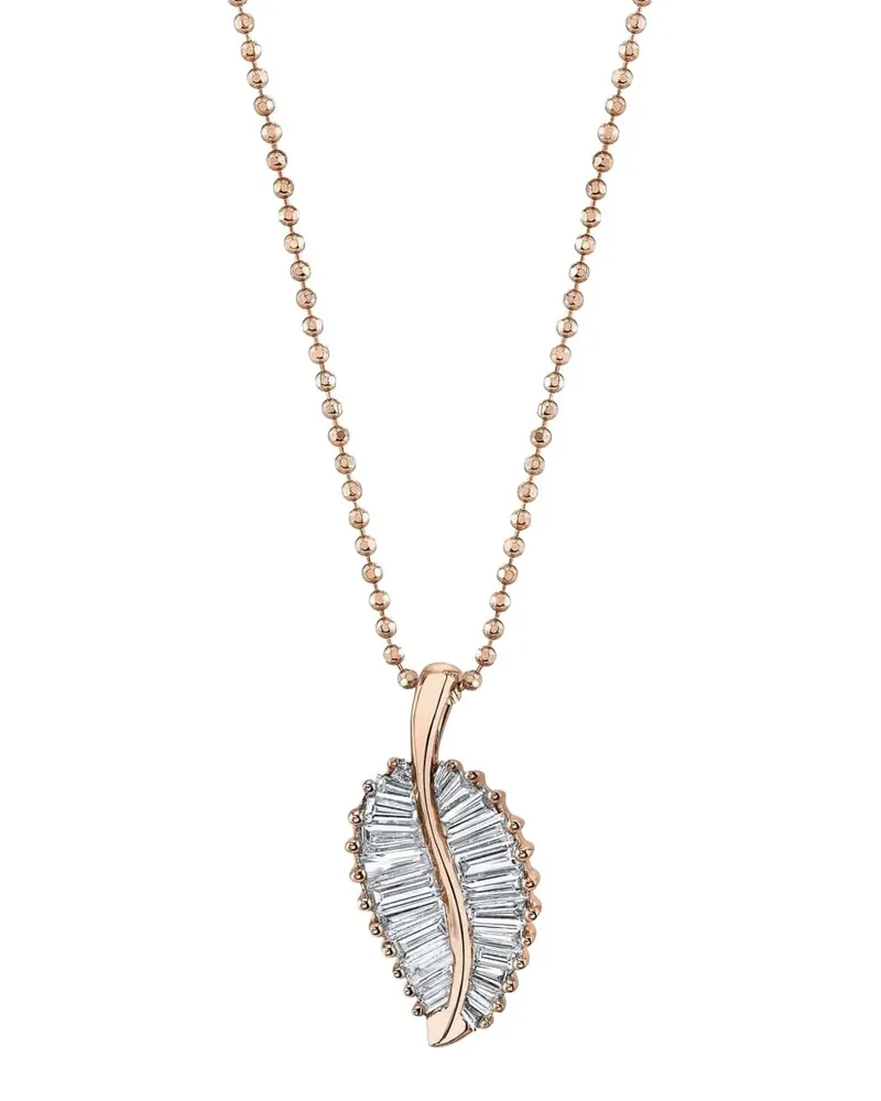 ANITA KO 18kt Palm Leaf Rotgoldhalskette mit Diamant - Rosa Rosa