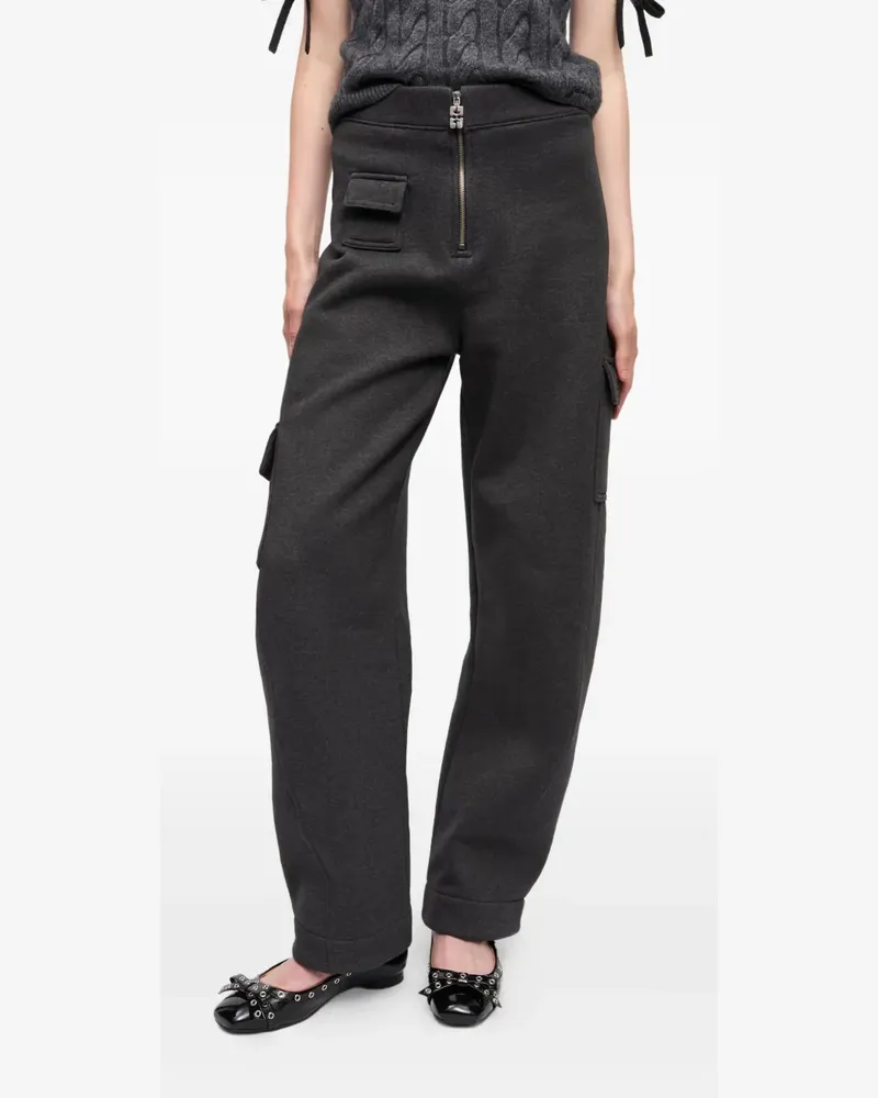 Ganni cargo-pockets zip-fly straight trousers - Grau Grau