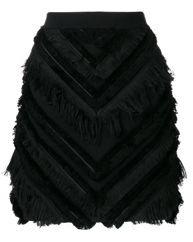Balmain Minirock mit Fransen - Schwarz Schwarz
