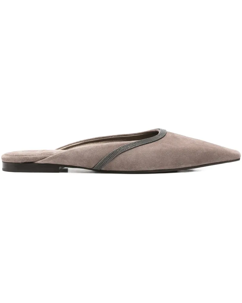 Brunello Cucinelli Wildleder-Sneakers mit Monili-Kette - Braun Braun