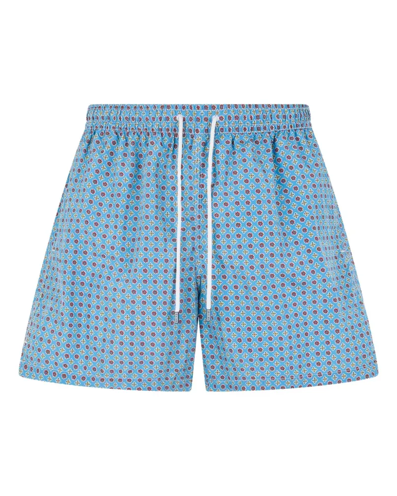 Fedeli geometric-print drawstring swim shorts - Blau Blau