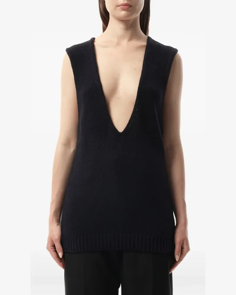 Lanvin plunging V-neck ribbed-trim sweater - Schwarz Schwarz