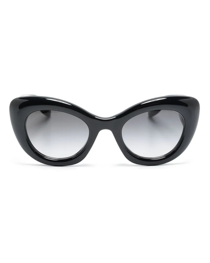 Alexander McQueen Sonnenbrille mit rundem Gestell - Schwarz Schwarz