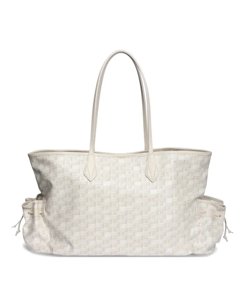 Moreau Paris geometric-print drawstring-pocket tote bag - Nude Nude