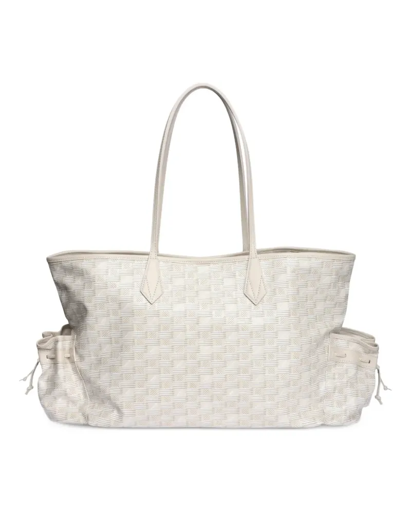 Moreau Paris geometric-print drawstring-pocket tote bag - Nude Nude
