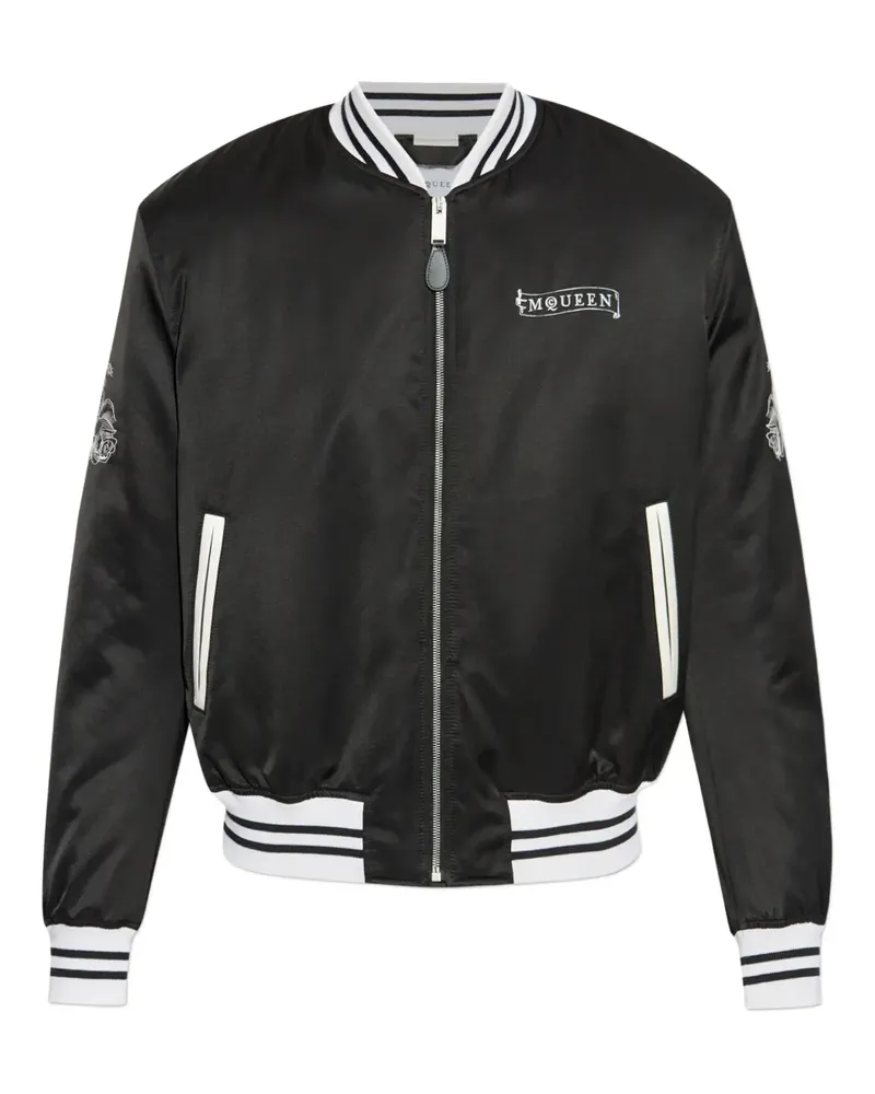 Alexander McQueen Bomberjacke mit Rosenstickerei - Schwarz Schwarz