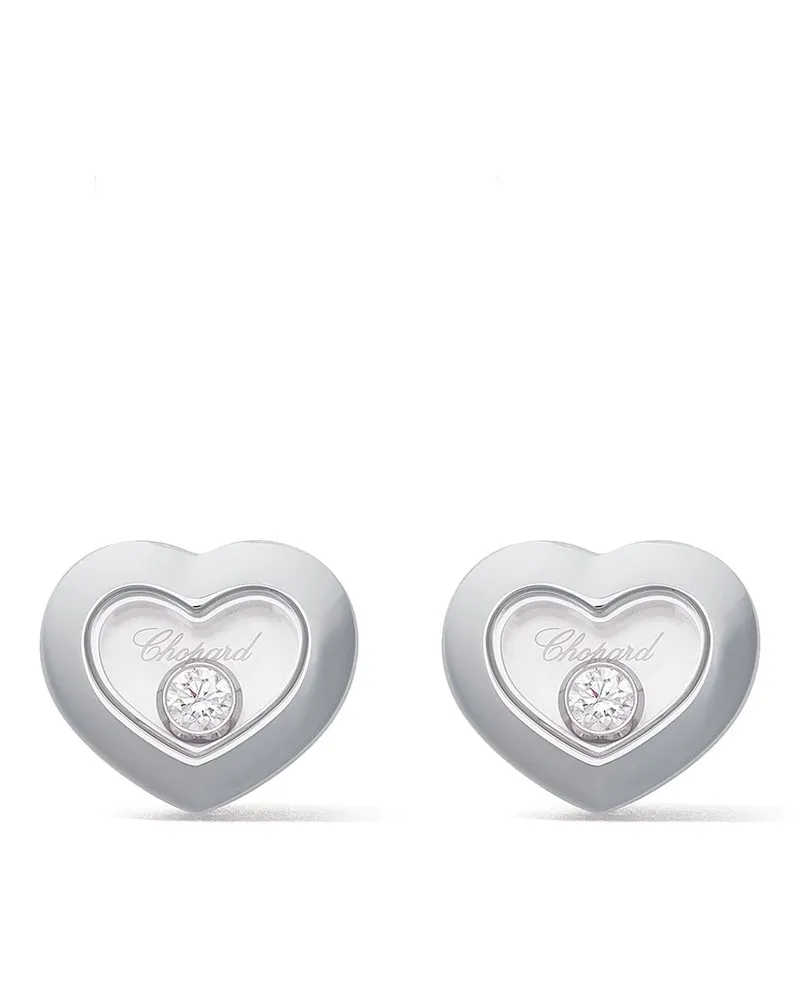 Chopard 18kt 'Happy Diamonds Icons' Weißgoldohrstecker mit einem Diamanten - Silber Silber