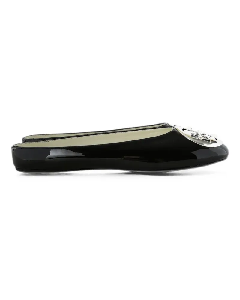 Tory Burch logo-plaque patent-calf leather mules - Schwarz Schwarz