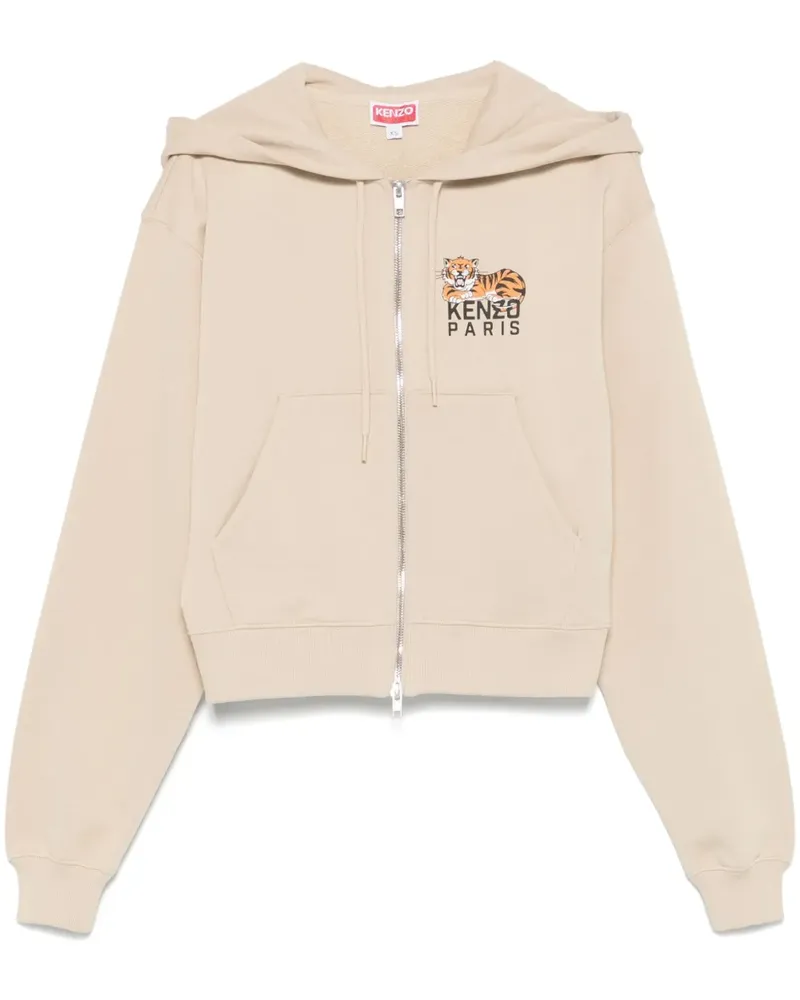Kenzo Happy Tiger Cropped-Hoodie - Braun Braun