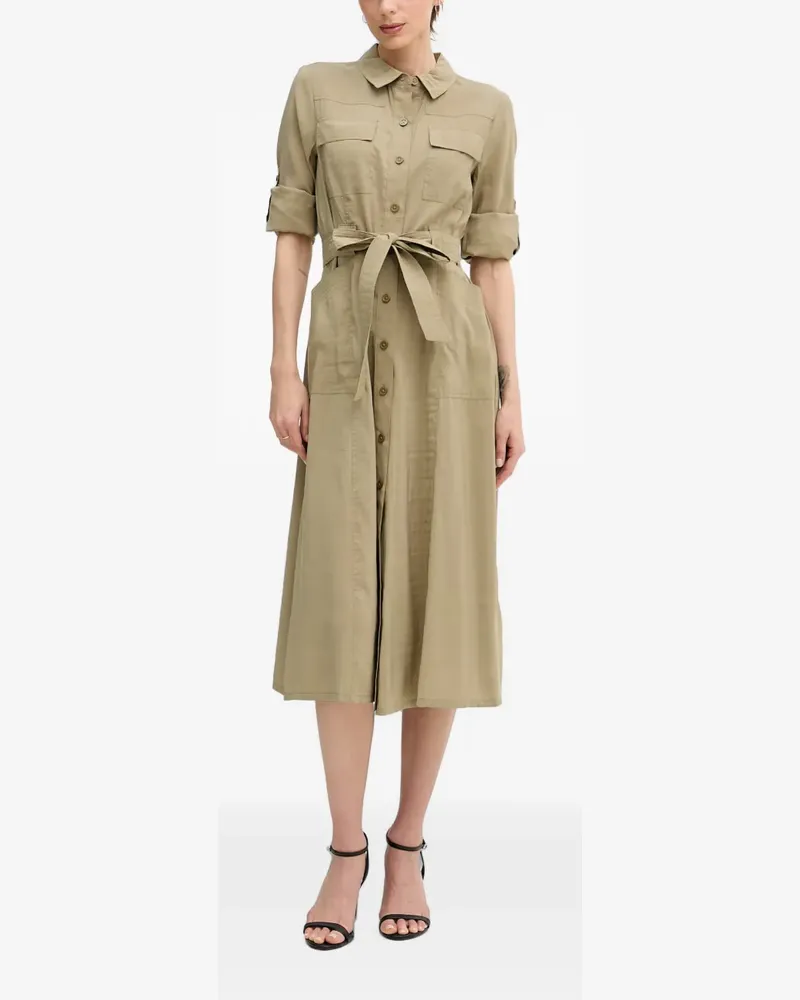 DKNY belted button-front midi dress - Grün Grün