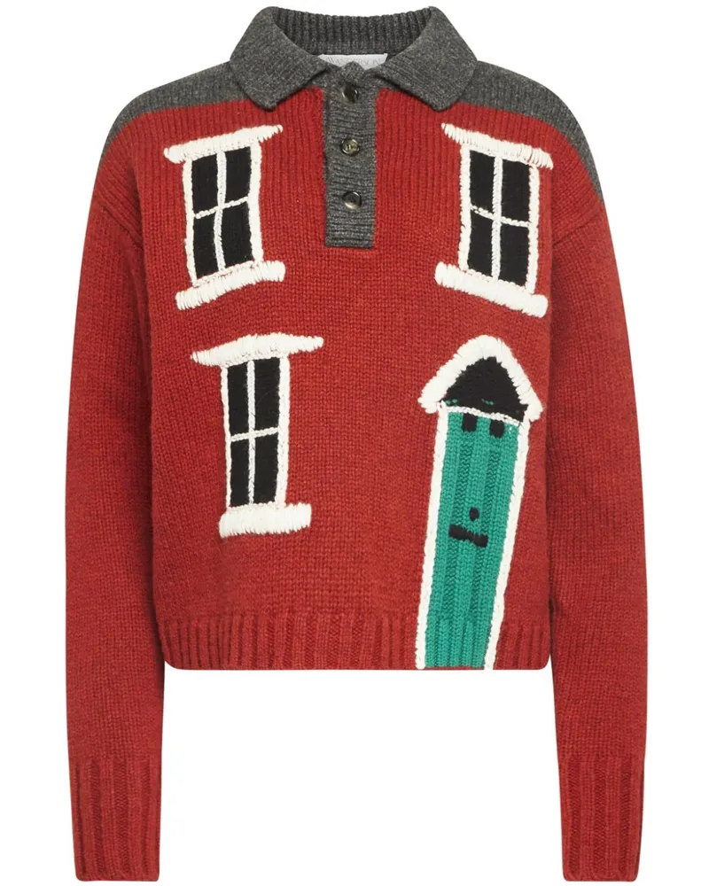 J.W.Anderson Polo-Pullover mit House-Intarsie - Rot Rot