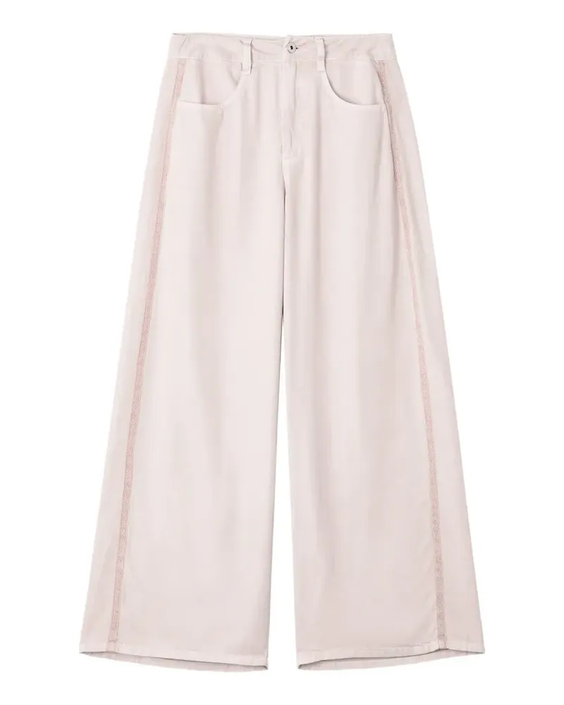 Tout a Coup lace-detail wide-leg jeans - Rosa Rosa