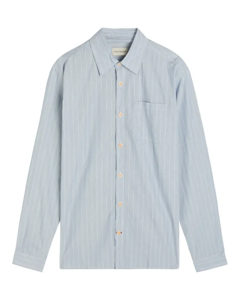 Oliver Spencer striped-print chest-pocket shirt - Blau Blau