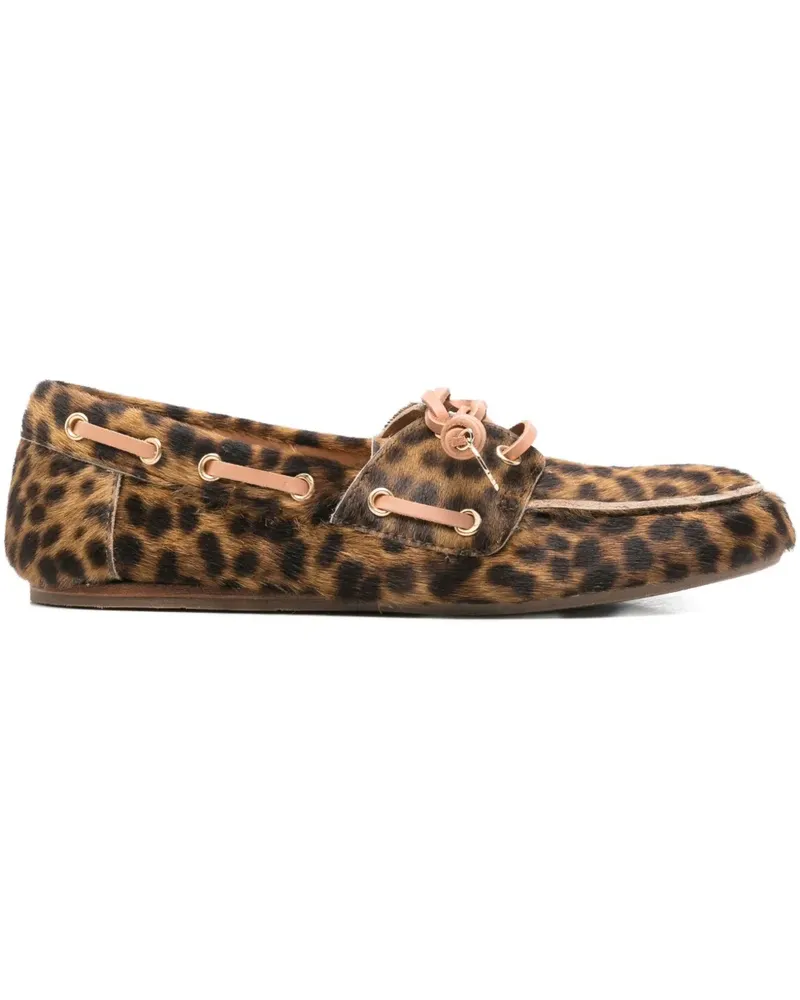 Ancient Greek Sandals Pliaria leopard-print boat shoes - Braun Braun