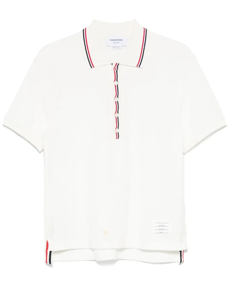 Thom Browne Poloshirt mit RWB-Streifendetail - Nude Nude