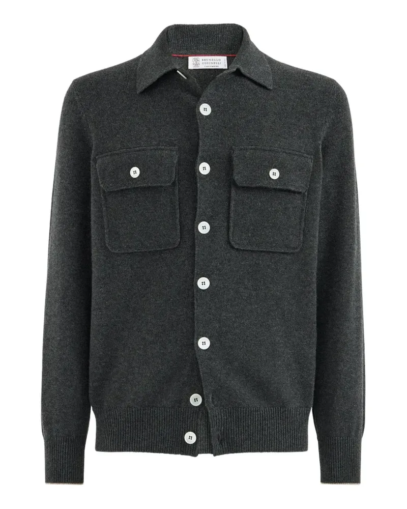 Brunello Cucinelli Cardigan im Hemdstil mit Brusttaschen - Grau Grau